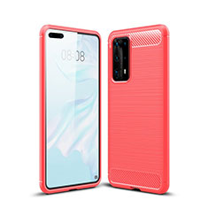 Funda Silicona Carcasa Goma Line para Huawei P40 Pro+ Plus Rojo