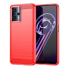 Funda Silicona Carcasa Goma Line para Realme 9 5G Rojo