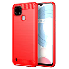 Funda Silicona Carcasa Goma Line para Realme C21 Rojo