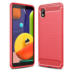 Funda Silicona Carcasa Goma Line WL1 para Samsung Galaxy A01 Core Rojo