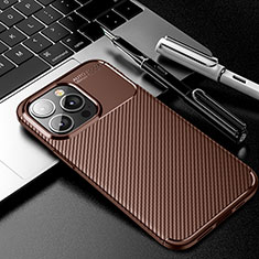 Funda Silicona Carcasa Goma Twill para Apple iPhone 14 Pro Max Marron