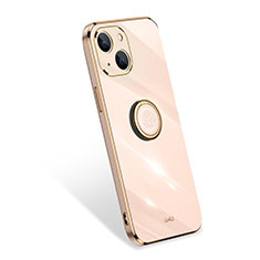 Funda Silicona Carcasa Ultrafina Goma con Anillo de dedo Soporte para Apple iPhone 13 Mini Oro