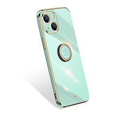 Funda Silicona Carcasa Ultrafina Goma con Anillo de dedo Soporte para Apple iPhone 14 Plus Verde