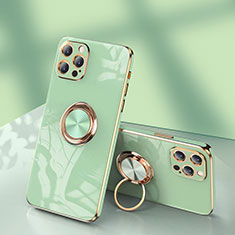 Funda Silicona Carcasa Ultrafina Goma con Anillo de dedo Soporte para Apple iPhone 16 Pro Max Menta Verde