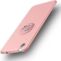 Funda Silicona Carcasa Ultrafina Goma con Anillo de dedo Soporte para Huawei Honor 7i shot X Oro Rosa