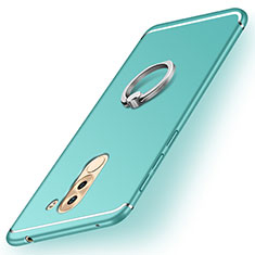 Funda Silicona Carcasa Ultrafina Goma con Anillo de dedo Soporte para Huawei Mate 9 Lite Verde