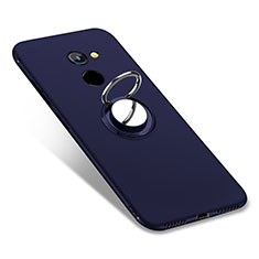 Funda Silicona Carcasa Ultrafina Goma con Anillo de dedo Soporte para Huawei Y7 Prime Azul