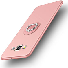 Funda Silicona Carcasa Ultrafina Goma con Anillo de dedo Soporte para Samsung Galaxy A3 Duos SM-A300F Oro Rosa