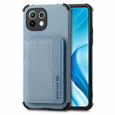 Funda Silicona Carcasa Ultrafina Goma con Magnetico A04 para Xiaomi Mi 11 Lite 4G Azul