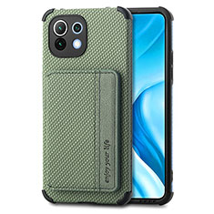 Funda Silicona Carcasa Ultrafina Goma con Magnetico A04 para Xiaomi Mi 11 Lite 4G Verde