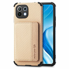 Funda Silicona Carcasa Ultrafina Goma con Magnetico A04 para Xiaomi Mi 11 Lite 5G NE Oro