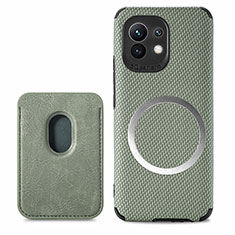 Funda Silicona Carcasa Ultrafina Goma con Magnetico A05 para Xiaomi Mi 11 Lite 5G NE Verde