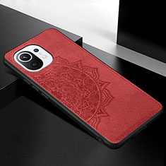 Funda Silicona Carcasa Ultrafina Goma con Magnetico A08 para Xiaomi Mi 11 Lite 5G NE Rojo