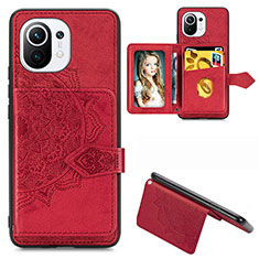 Funda Silicona Carcasa Ultrafina Goma con Magnetico A09 para Xiaomi Mi 11 Lite 4G Rojo