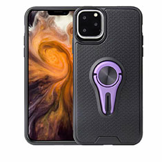 Funda Silicona Carcasa Ultrafina Goma con Magnetico Anillo de dedo Soporte A01 para Apple iPhone 11 Pro Morado