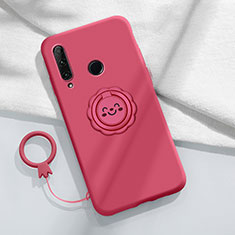 Funda Silicona Carcasa Ultrafina Goma con Magnetico Anillo de dedo Soporte A01 para Huawei Enjoy 10 Plus Rojo