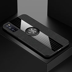 Funda Silicona Carcasa Ultrafina Goma con Magnetico Anillo de dedo Soporte A01 para Huawei Enjoy 20 Pro 5G Negro