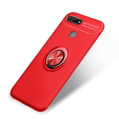 Funda Silicona Carcasa Ultrafina Goma con Magnetico Anillo de dedo Soporte A01 para Huawei Honor V20 Rojo