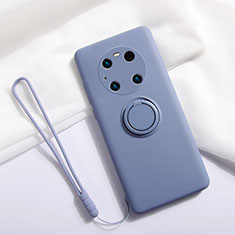 Funda Silicona Carcasa Ultrafina Goma con Magnetico Anillo de dedo Soporte A01 para Huawei Mate 40E Pro 4G Gris Lavanda