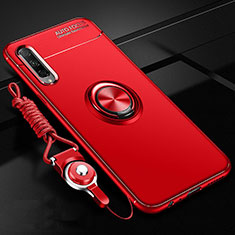 Funda Silicona Carcasa Ultrafina Goma con Magnetico Anillo de dedo Soporte A01 para Huawei P Smart Pro (2019) Rojo