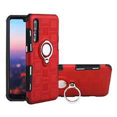 Funda Silicona Carcasa Ultrafina Goma con Magnetico Anillo de dedo Soporte A01 para Huawei P20 Pro Rojo