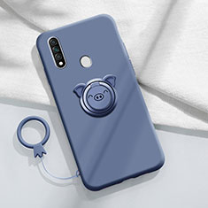 Funda Silicona Carcasa Ultrafina Goma con Magnetico Anillo de dedo Soporte A01 para Oppo A31 Gris