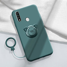 Funda Silicona Carcasa Ultrafina Goma con Magnetico Anillo de dedo Soporte A01 para Oppo A31 Verde