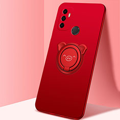 Funda Silicona Carcasa Ultrafina Goma con Magnetico Anillo de dedo Soporte A01 para Oppo A32 Rojo