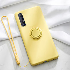 Funda Silicona Carcasa Ultrafina Goma con Magnetico Anillo de dedo Soporte A01 para Oppo Find X2 Neo Amarillo