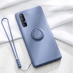 Funda Silicona Carcasa Ultrafina Goma con Magnetico Anillo de dedo Soporte A01 para Oppo Find X2 Neo Gris