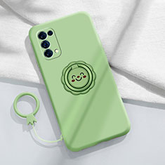 Funda Silicona Carcasa Ultrafina Goma con Magnetico Anillo de dedo Soporte A01 para Oppo Find X3 Lite 5G Menta Verde