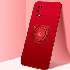 Funda Silicona Carcasa Ultrafina Goma con Magnetico Anillo de dedo Soporte A01 para Oppo K7x 5G Rojo