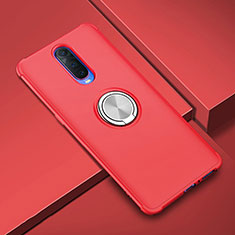 Funda Silicona Carcasa Ultrafina Goma con Magnetico Anillo de dedo Soporte A01 para Oppo R17 Pro Rojo