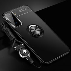 Funda Silicona Carcasa Ultrafina Goma con Magnetico Anillo de dedo Soporte A01 para Samsung Galaxy S21 Plus 5G Negro