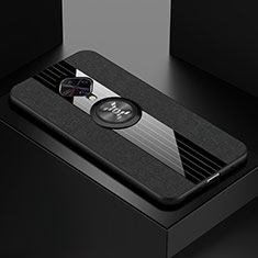 Funda Silicona Carcasa Ultrafina Goma con Magnetico Anillo de dedo Soporte A01 para Vivo X50 Lite Negro