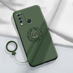 Funda Silicona Carcasa Ultrafina Goma con Magnetico Anillo de dedo Soporte A01 para Vivo Y50 Verde