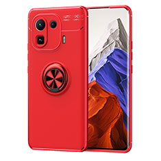 Funda Silicona Carcasa Ultrafina Goma con Magnetico Anillo de dedo Soporte A01 para Xiaomi Mi 11 Pro 5G Rojo