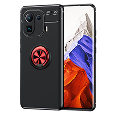 Funda Silicona Carcasa Ultrafina Goma con Magnetico Anillo de dedo Soporte A01 para Xiaomi Mi 11 Pro 5G Rojo y Negro