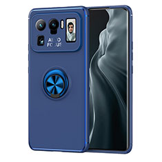 Funda Silicona Carcasa Ultrafina Goma con Magnetico Anillo de dedo Soporte A01 para Xiaomi Mi 11 Ultra 5G Azul