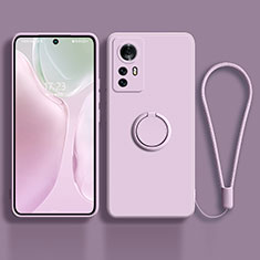 Funda Silicona Carcasa Ultrafina Goma con Magnetico Anillo de dedo Soporte A01 para Xiaomi Mi 12X 5G Purpura Claro