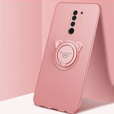 Funda Silicona Carcasa Ultrafina Goma con Magnetico Anillo de dedo Soporte A01 para Xiaomi Poco M2 Oro Rosa