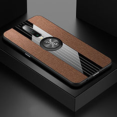 Funda Silicona Carcasa Ultrafina Goma con Magnetico Anillo de dedo Soporte A01 para Xiaomi Redmi K30i 5G Marron