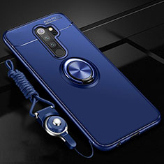 Funda Silicona Carcasa Ultrafina Goma con Magnetico Anillo de dedo Soporte A01 para Xiaomi Redmi Note 8 Pro Azul