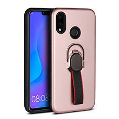 Funda Silicona Carcasa Ultrafina Goma con Magnetico Anillo de dedo Soporte A02 para Huawei P20 Lite Oro Rosa