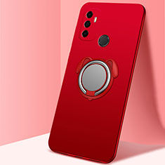 Funda Silicona Carcasa Ultrafina Goma con Magnetico Anillo de dedo Soporte A02 para Oppo A11s Rojo