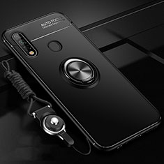 Funda Silicona Carcasa Ultrafina Goma con Magnetico Anillo de dedo Soporte A02 para Oppo A8 Negro