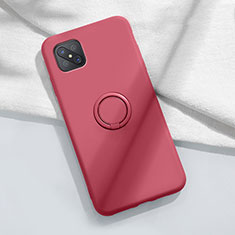 Funda Silicona Carcasa Ultrafina Goma con Magnetico Anillo de dedo Soporte A02 para Oppo A92s 5G Rojo Rosa
