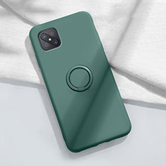 Funda Silicona Carcasa Ultrafina Goma con Magnetico Anillo de dedo Soporte A02 para Oppo A92s 5G Verde