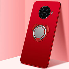 Funda Silicona Carcasa Ultrafina Goma con Magnetico Anillo de dedo Soporte A02 para Oppo Ace2 Rojo