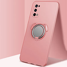 Funda Silicona Carcasa Ultrafina Goma con Magnetico Anillo de dedo Soporte A02 para Realme V15 5G Oro Rosa